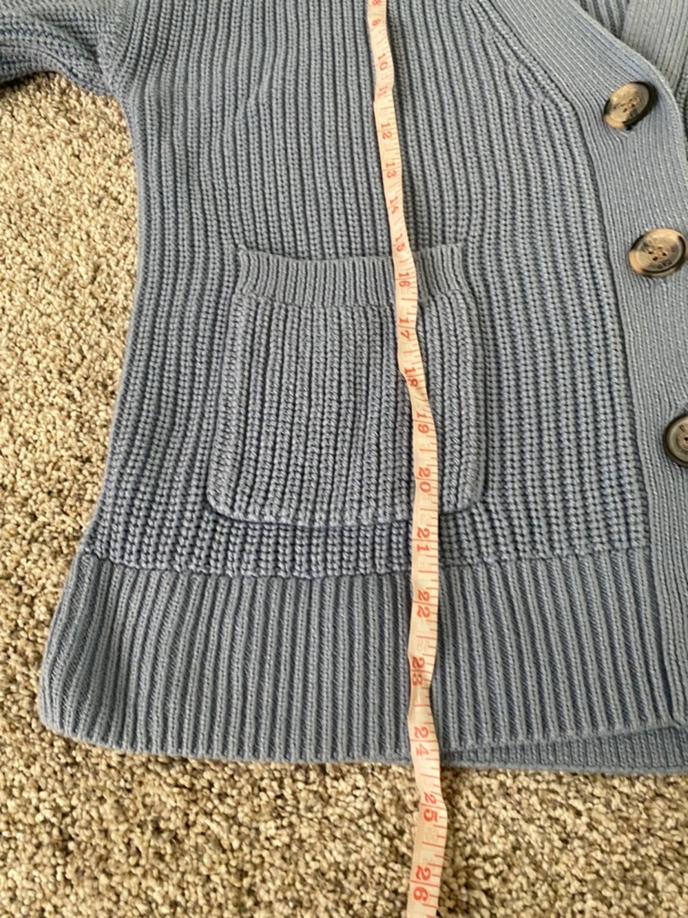 GAP Light Blue Button-Front Knit Cardigan Cable-knit Sweater. Size XL. - Picture 12 of 14